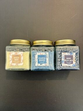 3 Coastal Theme  Candles- Ocean Mist, Coastal Breeze, Deep Blue Sea Scents